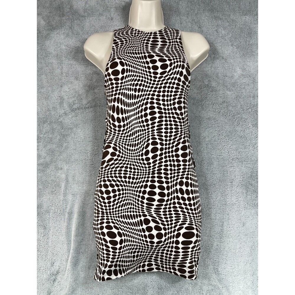 Motel Rocks Adar Bodycon Dress Womens XS White Optic Polka Dot Print Sleeveless